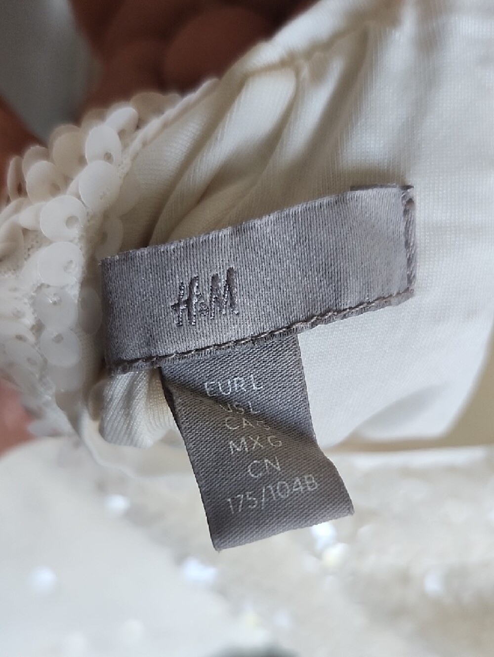 H&M Ivory Sequin Long Sleeve High-Neck Dress - Picture 2 of 5